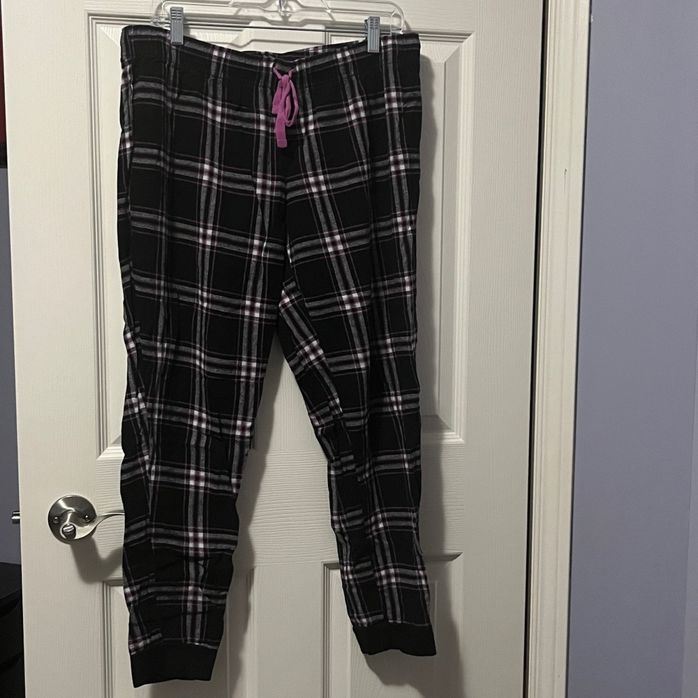 Women's Pajama Pants Jenni Cotton Black Pink Plaid Casual Loungewear for Winter